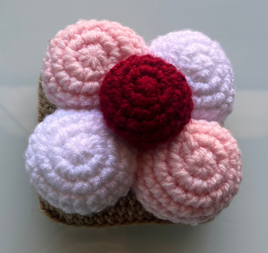 Image of crocheted sponch cookie plushie